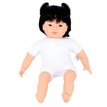 Poupon fille asiatique avec cheveux corps tissu 40 cm