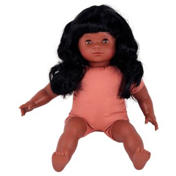 Poupon fille africaine avec cheveux corps tissu 40 cm