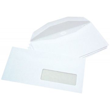 Boite de 1000 enveloppes blanches 114x229mm 80g mécanisables fenêtre 35x100mm