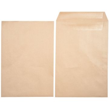 Boite de 250 pochettes kraft 229x324mm 90g autocollante