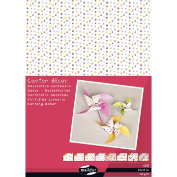Paquet de 40 feuilles carton décoration assorties format 25 x 35 cm