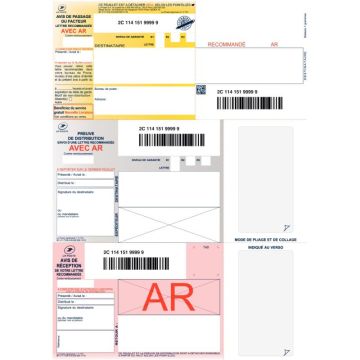 Boite de 1000 imprimés recommandés avec accusé de réception et code barre