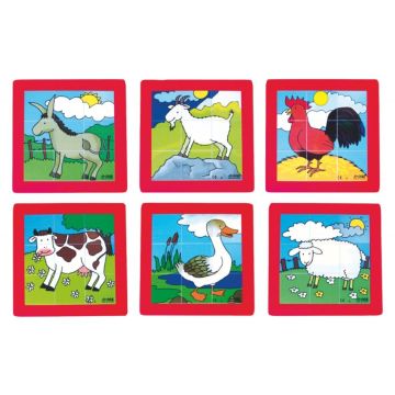 Lot de 6 puzzles en plastique de 9 pièces, les animaux de la ferme