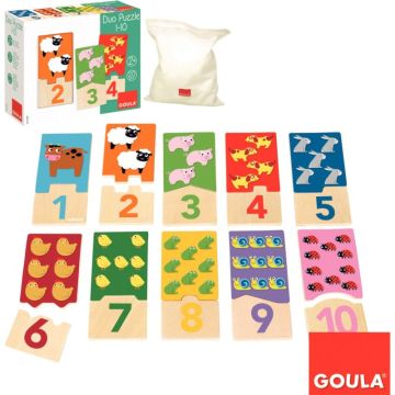 Boite de 10 puzzles duo en bois, de 1 à 10