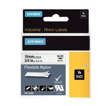 Recharge DYMO ruban flexible 19mm x 3,5m noir sur blanc