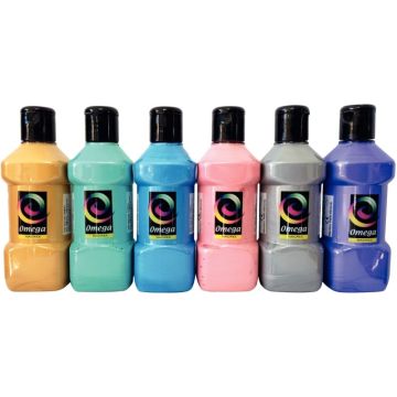 Lot de 6 flacons de 250ml de peinture vinylique plastifiante, couleurs nacrées assorties