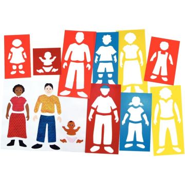 Lot de 9 pochoirs + 4 plaques à embosser, la famille