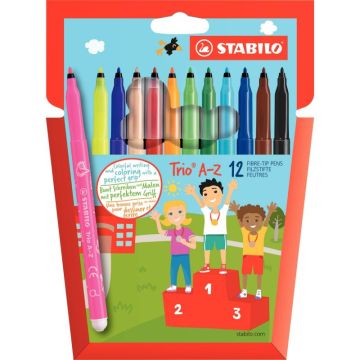 Lot de 12 pochettes de 12 feutres Trio A-Z dont 2 gratuites