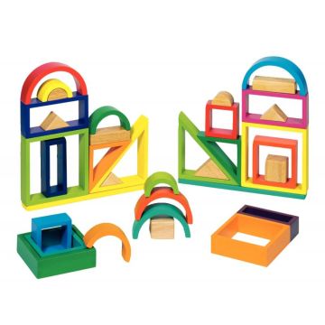 Jeu de construction en bois arc-en-ciel