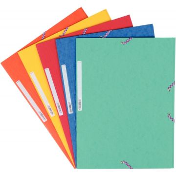 Paquet de 10 chemises 3 rabats à élastiques en carte lustrée 5/10ème 350g, coloris assortis