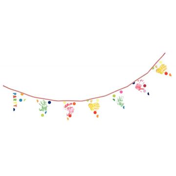 Lot de 2 guirlandes de 15 fanions en papier blanc à décorer