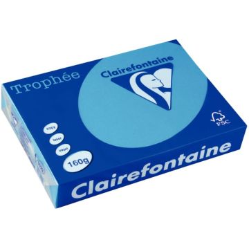 Paquet de 250 feuilles format A4 160g bleu turquoise CLAIREFONTAINE