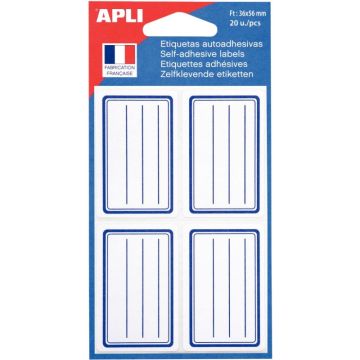 Blister de 20 étiquettes adhésives  format 56x36 mm coloris blanc