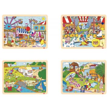 Lot de 4 puzzles à cadre en bois 24 pièces, les loisirs