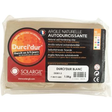 Pain de 1,5 kg argile naturelle à modeler durci dur coloris blanc