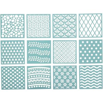 Lot de 12 pochoirs carrés décoratifs