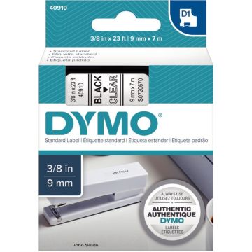 Recharge DYMO D1 9 mm x 7 m noir et transparent