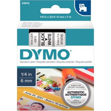 Recharge DYMO D1 6 mm x 7 m noir et blanc