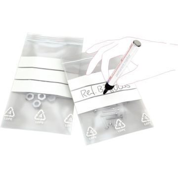 Paquet de 1000 sachets ZIP 120x80mm transparent/bandes blanches