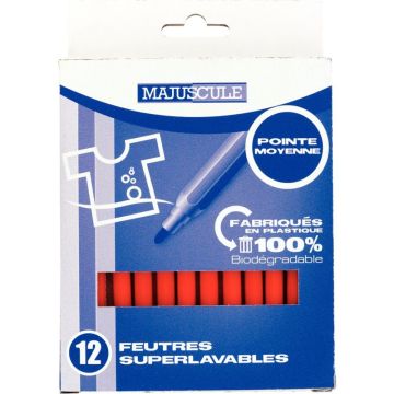 Pochette de 12 feutres Majuscule pointe moyenne orange