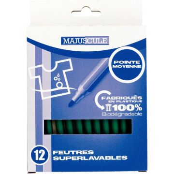 Pochette de 12 feutres Majuscule pointe moyenne vert foncé