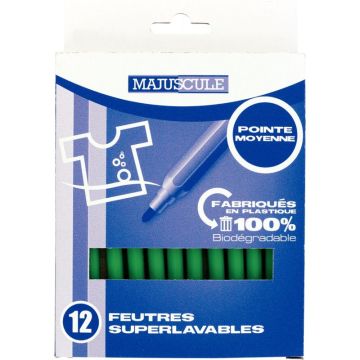 Pochette de 12 feutres Majuscule pointe moyenne vert clair