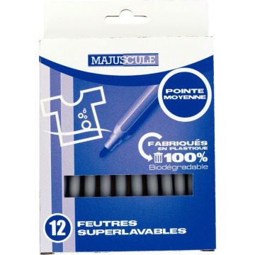 Pochette de 12 feutres Majuscule pointe moyenne gris