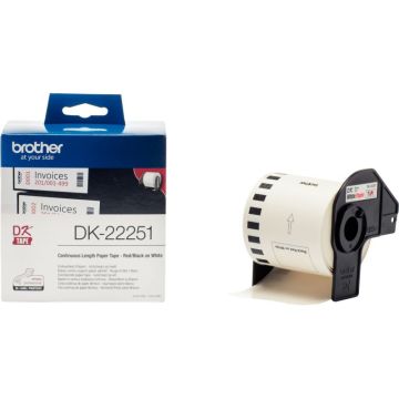 Ruban continu adhésif 62 mm x 15,24 m noir et rouge sur blanc