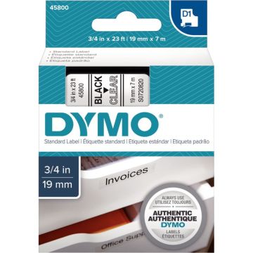 Recharge DYMO D1 19 mm x 7 m noir et transparent 19 mm