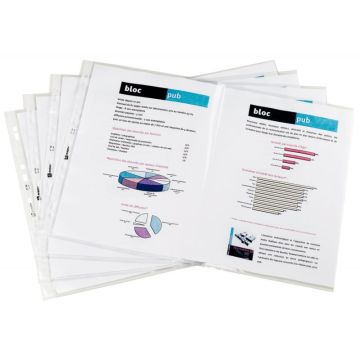 Sachet de 10 pochettes perforées en PVC pour 1 document A3 ou 2 documents A4