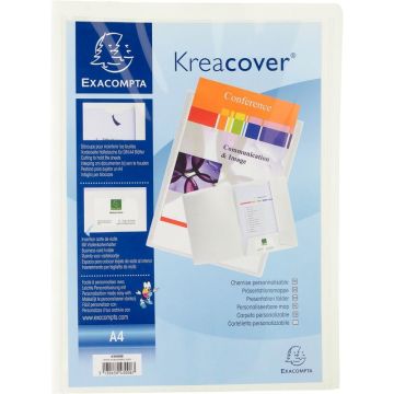 Chemise de présentation personnalisable 2 rabats KREACOVER en polypropylène 4/10ème, blanc