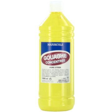 Flacon 1L de gouache concentrée MAJUSCULE,coloris jaune citron
