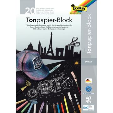 Bloc de 20 feuilles de papier noir format A4 130g