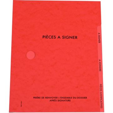 Carton de 25 parapheurs 3 compartiments, rouge