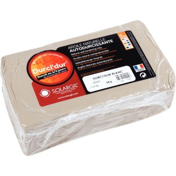 Pain de 5 kg argile naturelle à modeler durci dur coloris blanche