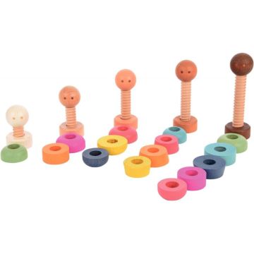 Boite de 5 personnages à visser en bois