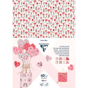Paquet de 40 feuilles carton décoration love format 25 x 35 cm