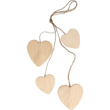 Suspension de 4 cœurs en bois