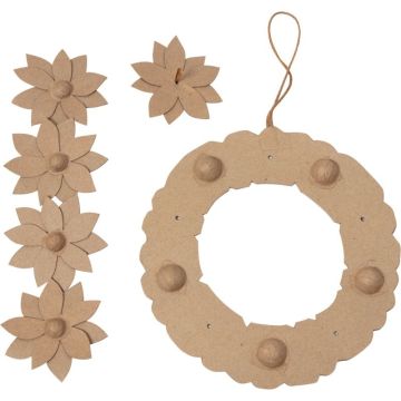 Couronne de fleurs en carton brun, diamètre 29 cm