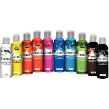 Lot de 10 Flacons 250 ml d'encres à dessiner COLOREX dont 3 offerts