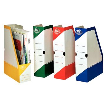 Paquet de 4 porte-revues en carton dos 8cm assortis