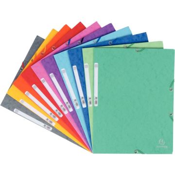 Paquet de 10 chemises 3 rabats à élastiques en carte lustrée 400g, coloris assortis