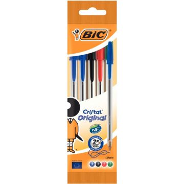 Blister de 5 stylos bille Cristal assortis