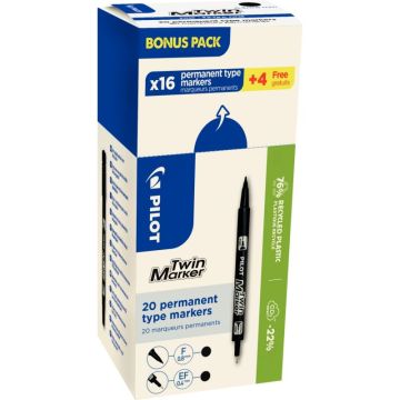Écopack de 20 marqueurs Twin marker noirs dont 4 gratuits