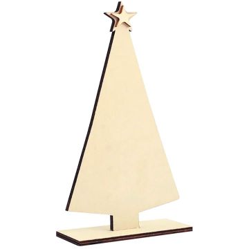 Sapin de Noël plat sur socle en bois