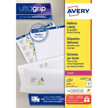 Pochette de 1200 étiquettes adhésives blanches laser 99,1x42.3mm