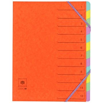Trieur en carte lustrée avec élastiques 12 compartiments, coloris assortis