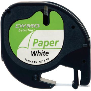 Recharge lettre papier 12 mm x 4 m  noir sur blanc