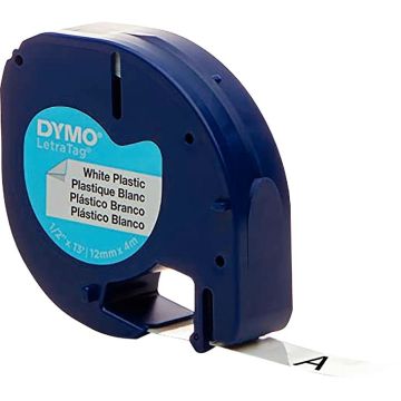 Recharge lettre plastique 12 mm x 4 m noir sur blanc