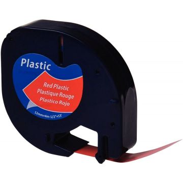 Recharge lettre plastique 12 mm x 4 m  noir sur rouge
